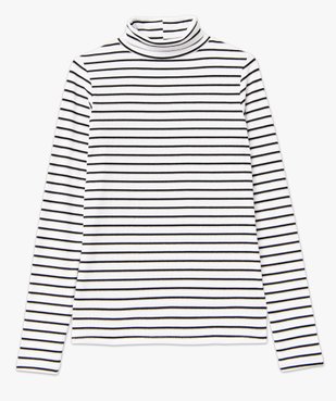 Tee-shirt à manches longues et col roulé à rayures femme vue4 - GEMO 4G FEMME - GEMO