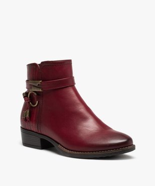 Boots femme à talon plat unies à bride décorative vue2 - GEMO (CASUAL) - GEMO