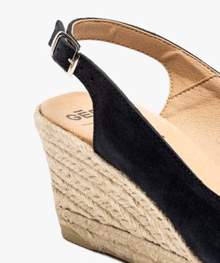Sandales femme à talon compensé et dessus cuir velours vue6 - GEMO(URBAIN) - GEMO