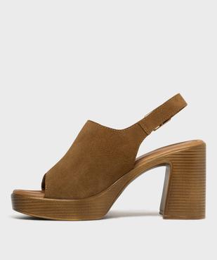 Sandales à talon épais et semelle plateforme en cuir femme - Tanéo vue1 - TANEO - GEMO