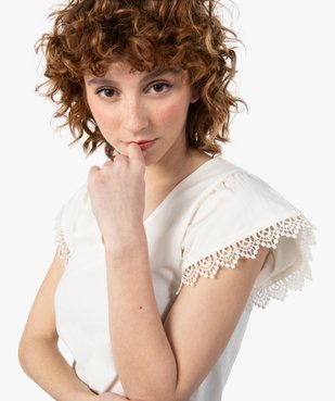 Tee-shirt femme à larges manches finitions brodées vue3 - GEMO(FEMME PAP) - GEMO