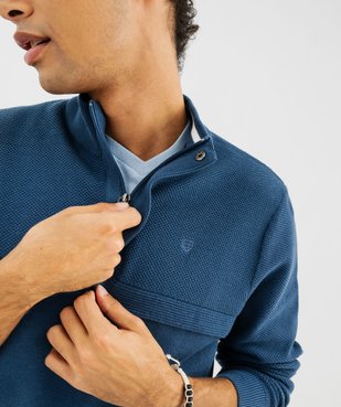 Pull en coton à col montant zippé homme vue2 - GEMO (HOMME) - GEMO