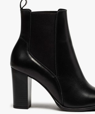 Boots femme à talon dessus style chelsea en cuir uni vue6 - Nikesneakers(URBAIN) - Nikesneakers