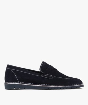 Mocassins homme unis dessus en cuir suédé style urbain - Taneo vue1 - TANEO - GEMO