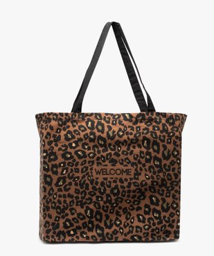 Tote bag grand format en tissu imprimé léopard femme vue1 - GEMO (ACCESS) - GEMO