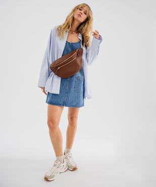 Robe en jean forme chasuble femme vue6 - GEMO(FEMME PAP) - GEMO