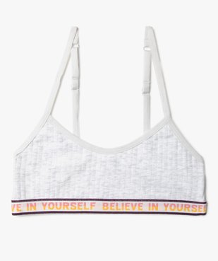 Brassière fille à fines bretelles en maille côtelée vue1 - GEMO 4G FILLE - GEMO