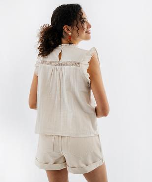 Blouse sans manches en coton et lin femme vue3 - GEMO(FEMME PAP) - GEMO