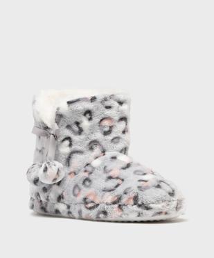 Chaussons boots en velours fourrés à pompons femme  vue2 - GEMO 4G FEMME - GEMO