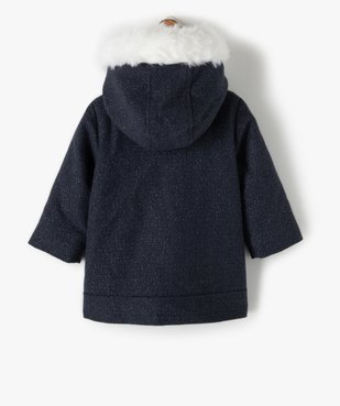 Manteau bébé fille pailleté à capuche chaude vue4 - GEMO C4G BEBE - GEMO