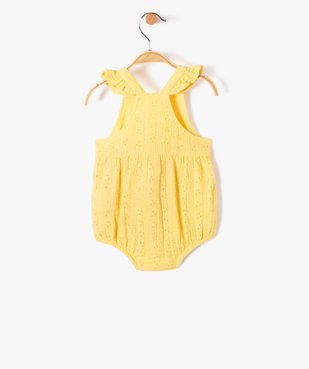 Combishort bébé à bretelles forme barboteuse en dentelle anglaise vue3 - GEMO(BB COUCHE) - GEMO