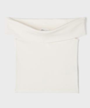 Tee-shirt à col bardot en maille côtelée fille vue1 - GEMO (JUNIOR) - GEMO