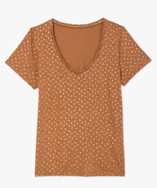 Tee-shirt femme à col V et détails dorés vue4 - GEMO (G TAILLE) - GEMO