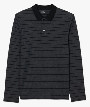 Polo homme rayé à manches longues et col contrastant vue4 - GEMO C4G HOMME - GEMO