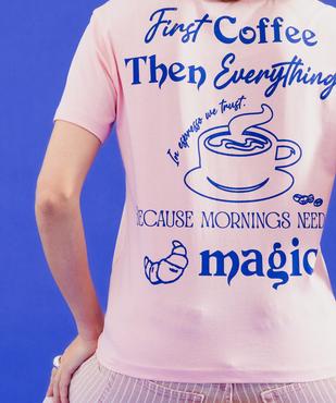 Tee-shirt manches courtes en jersey imprimé devant et dos femme vue5 - GEMO(FEMME PAP) - GEMO