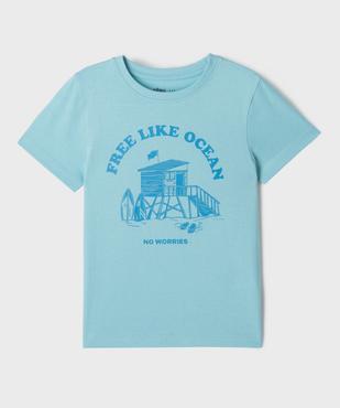 Tee-shirt manches courtes en jersey de coton imprimé estival garçon vue1 - GEMO 4G GARCON - GEMO