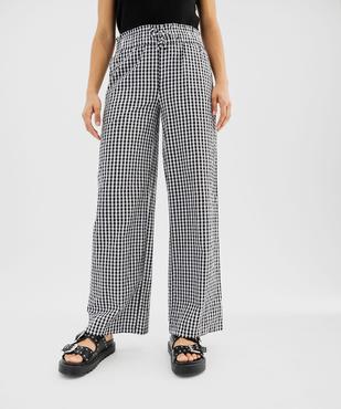 Pantalon large en seersucker motif vichy femme vue1 - GEMO(FEMME PAP) - GEMO