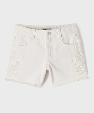 Short en jean brodé à bord franc fille vue1 - GEMO (ENFANT) - GEMO