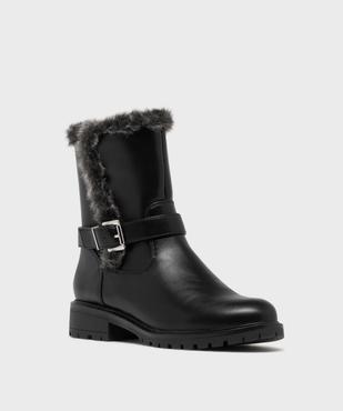 Boots motardes à ourlet fourrure imitation femme vue2 - VALENTINA BALDA - GEMO