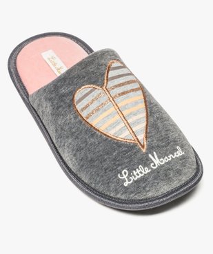 Chaussons femme forme mules en velours éponge - Little Marcel vue5 - LITTLE MARCEL - GEMO