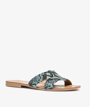 Sandales femme mules plates à double bride vue2 - GEMO (CASUAL) - GEMO