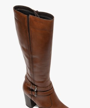 Bottes femme unies à talon carré dessus cuir vue5 - GEMO(URBAIN) - GEMO