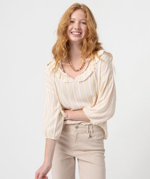 Blouse femme imprimée avec volants sur le col vue1 - GEMO(FEMME PAP) - GEMO