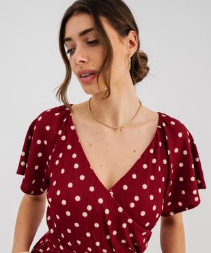 Robe longue cache-cœur en maille souple femme vue2 - GEMO 4G FEMME - GEMO