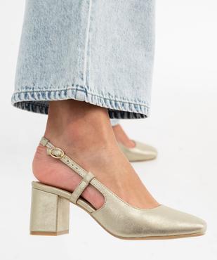 Escarpins sling-back à talon large et bout carré femme vue1 - FOLLOW ME - GEMO