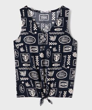 Blouse sans manches à col V imprimée fille vue1 - GEMO (JUNIOR) - GEMO