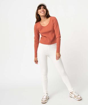 Tee-shirt femme à manches longues en maille côtelée vue6 - GEMO(FEMME PAP) - GEMO