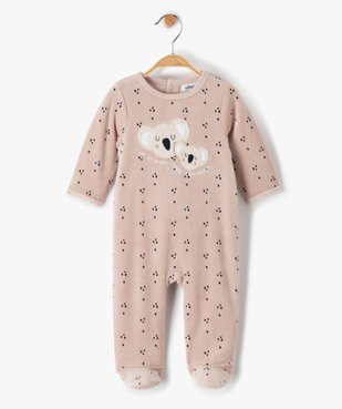 Pyjama bébé en velours à motif koala sur le buste vue1 - GEMO(BB COUCHE) - GEMO