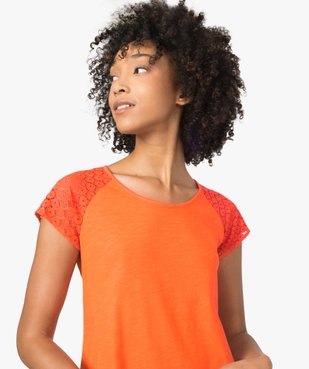 Robe femme avec manches en dentelle contenant du coton bio vue2 - GEMO C4G FEMME - GEMO