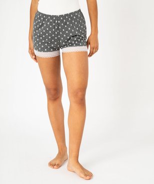 Short de pyjama en maille fluide avec bas en dentelle femme vue2 - GEMO 4G FEMME - GEMO