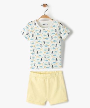 Pyjashort bébé garçon deux pièces à motifs exotiques vue1 - GEMO(BEBE DEBT) - GEMO