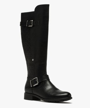 Bottes femme à talon plat empiècement matelassé vue3 - GEMO (CASUAL) - GEMO