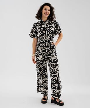 Combinaison pantalon manches courtes en viscose imprimée femme vue1 - GEMO 4G FEMME - GEMO