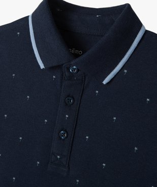 Polo garçon à motifs palmiers et finitions contrastantes vue3 - GEMO (ENFANT) - GEMO