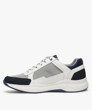 Baskets homme avec jeu de matières vue3 - GEMO (CASUAL) - GEMO