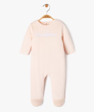 Pyjama dors-bien en velours avec message bébé fille vue1 - 1E PRIX BY GEMO - GEMO