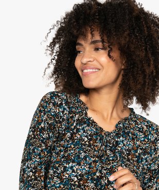 Blouse femme imprimée avec manches 3/4 élastiquées vue2 - GEMO(FEMME PAP) - GEMO