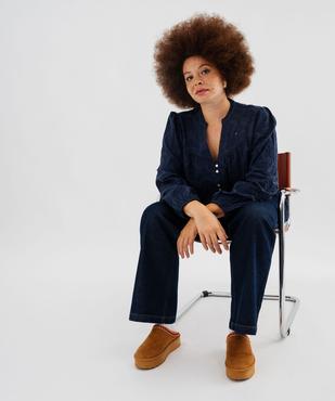 Blouse manches longues à broderies fleuries femme grande taille vue4 - GEMO (G TAILLE) - GEMO