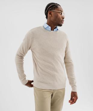 Pull col rond en coton uni homme vue1 - GEMO (HOMME) - GEMO