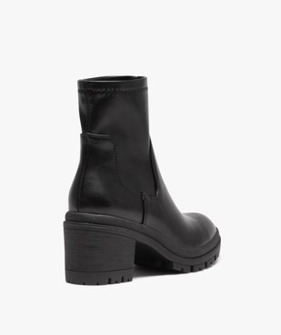 Boots femme unies à talon carré et semelle crantée avec col souple vue4 - GEMO(URBAIN) - GEMO