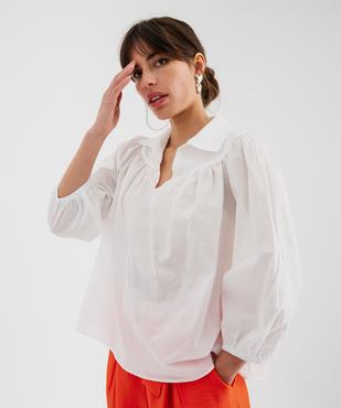 Blouse manches 3/4 en toile de coton unie femme vue3 - GEMO(FEMME PAP) - GEMO