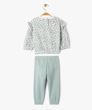 Ensemble 2 pièces sweat fleuri et pantalon en molleton bébé fille vue4 - GEMO(BEBE DEBT) - GEMO