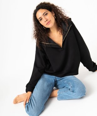 Sweat à capuche oversize avec col zippé femme vue1 - GEMO(FEMME PAP) - GEMO