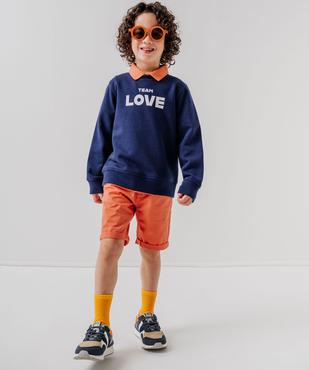 Bermuda garçon en coton twill uni à revers vue1 - GEMO 4G GARCON - GEMO