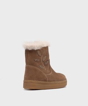 Bottines zippées en cuir suédé avec col fourré fille - Tanéo vue4 - TANEO - GEMO
