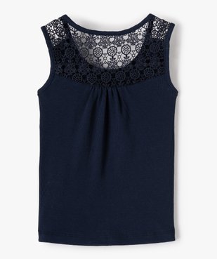 Débardeur fille côtelé avec dos en dentelle brodée vue3 - GEMO (ENFANT) - GEMO